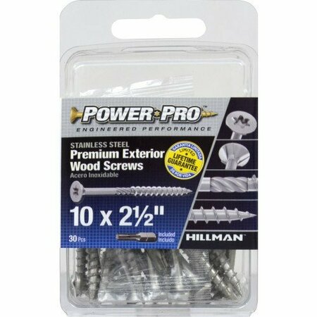 Hillman Deck Screw, #10 x 2-1/2 in, Stainless Steel, Flat Head, Torx Drive 42498